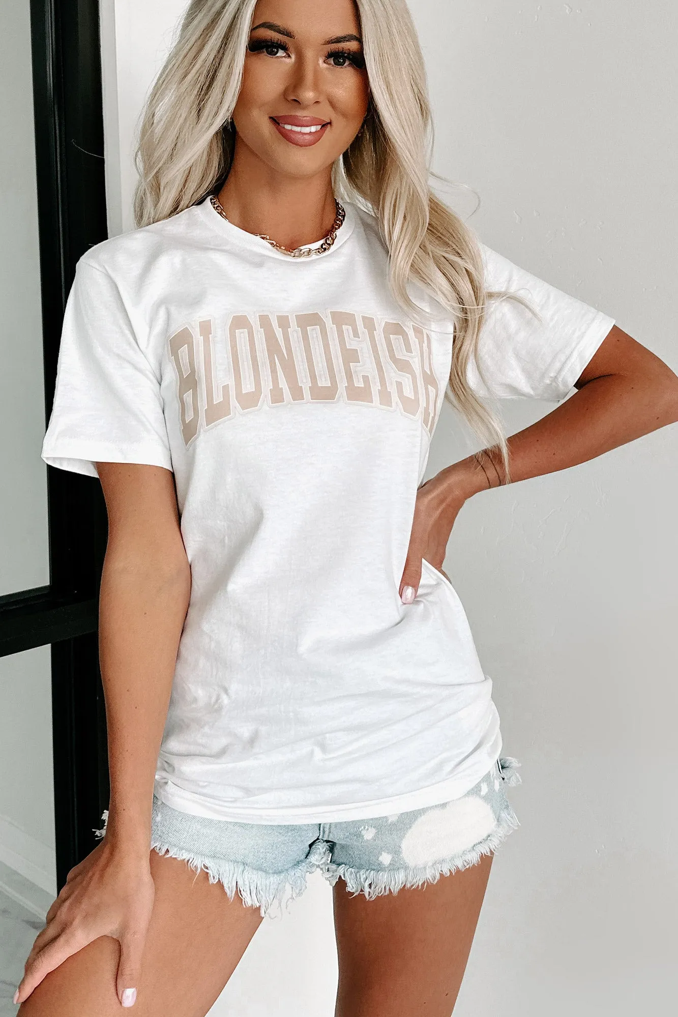"Blondeish" Graphic - Multiple Shirt Options (White/Taupe) - Print On Demand