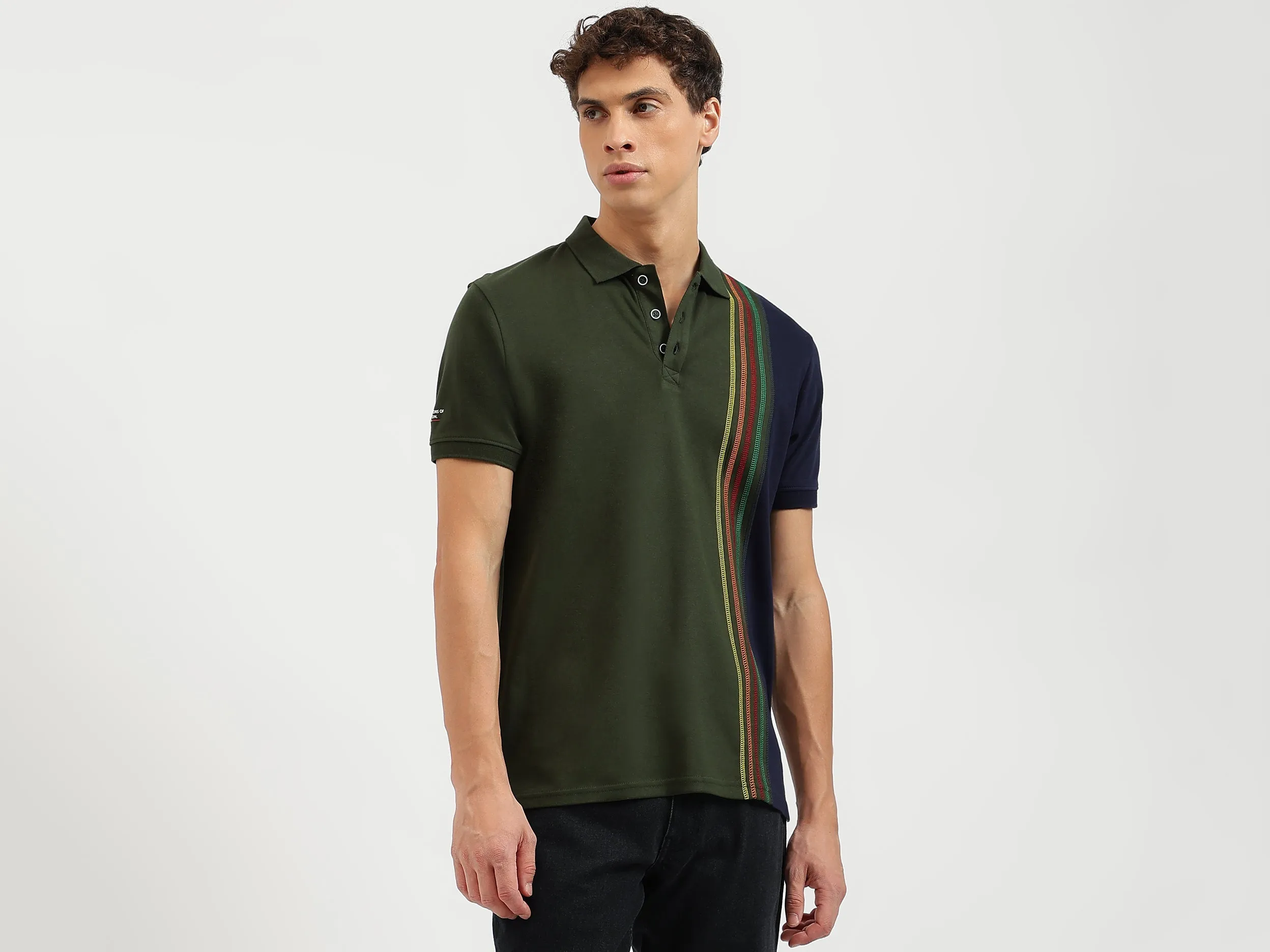 Regular Fit Collared Color Block Polo T-Shirt