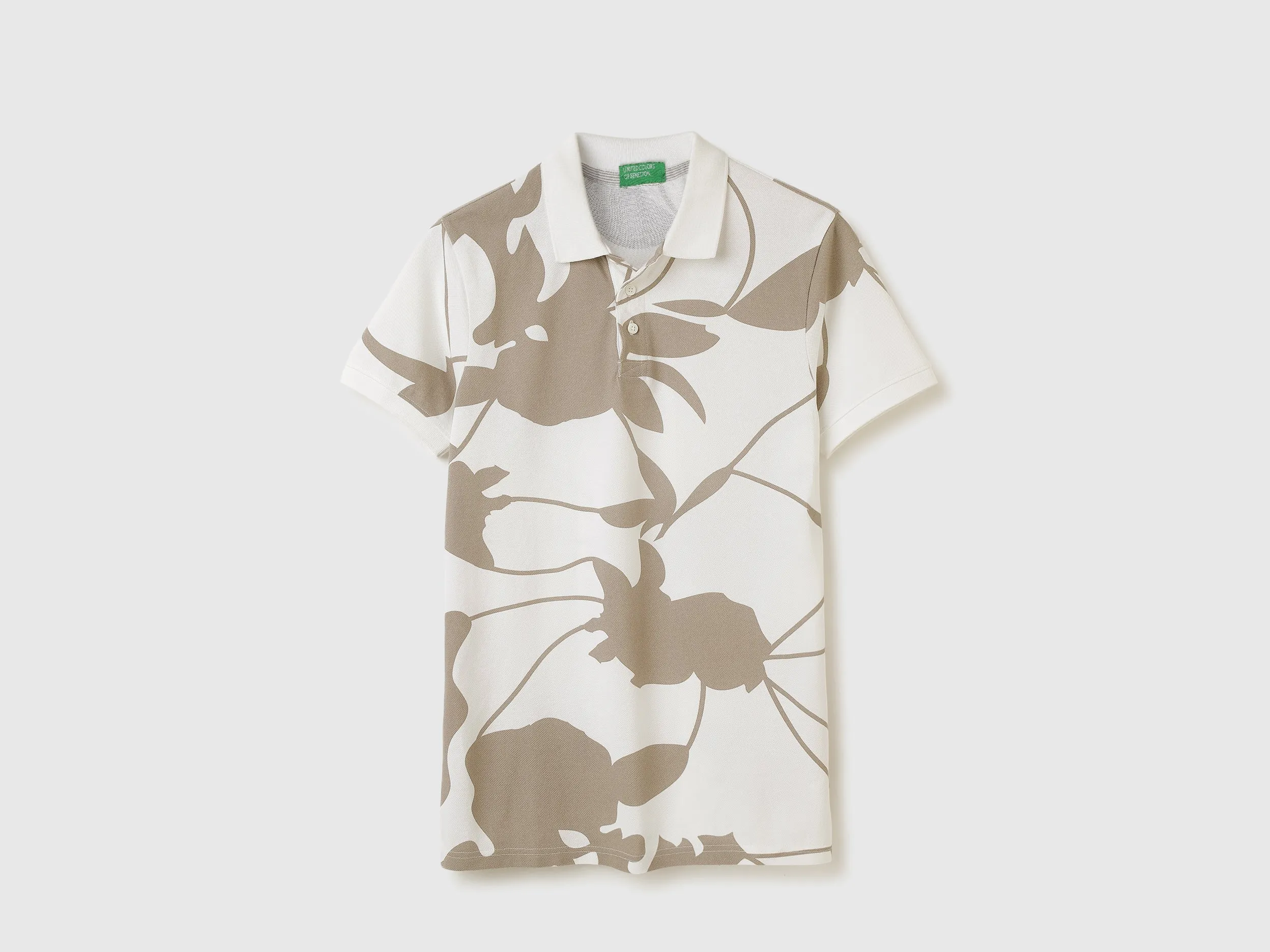 Regular Fit Polo Neck Floral Print Tshirt