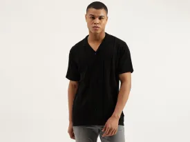 Regular Fit Polo Neck Self Design Tshirt