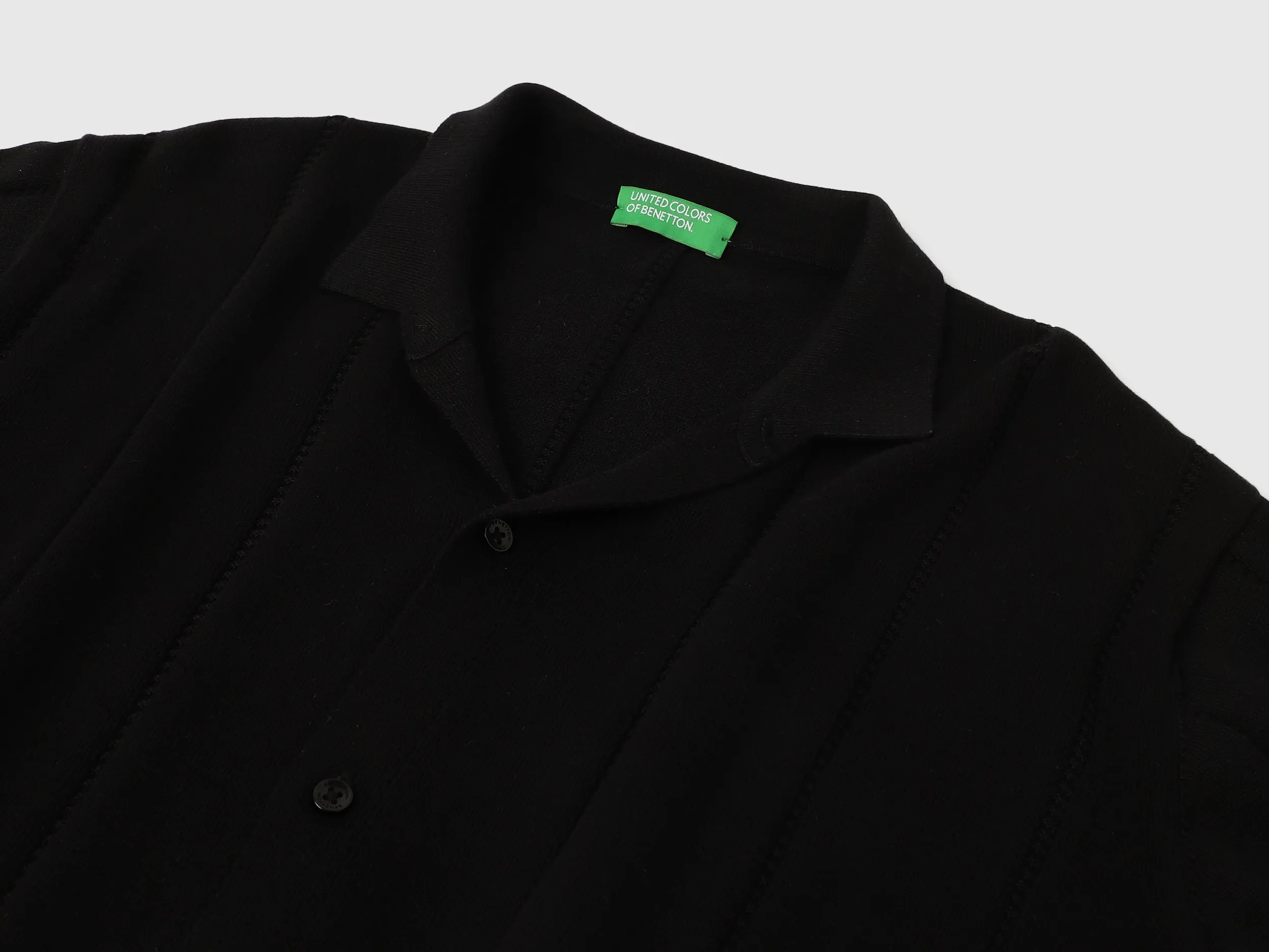 Regular Fit Polo Neck Self Design Tshirt