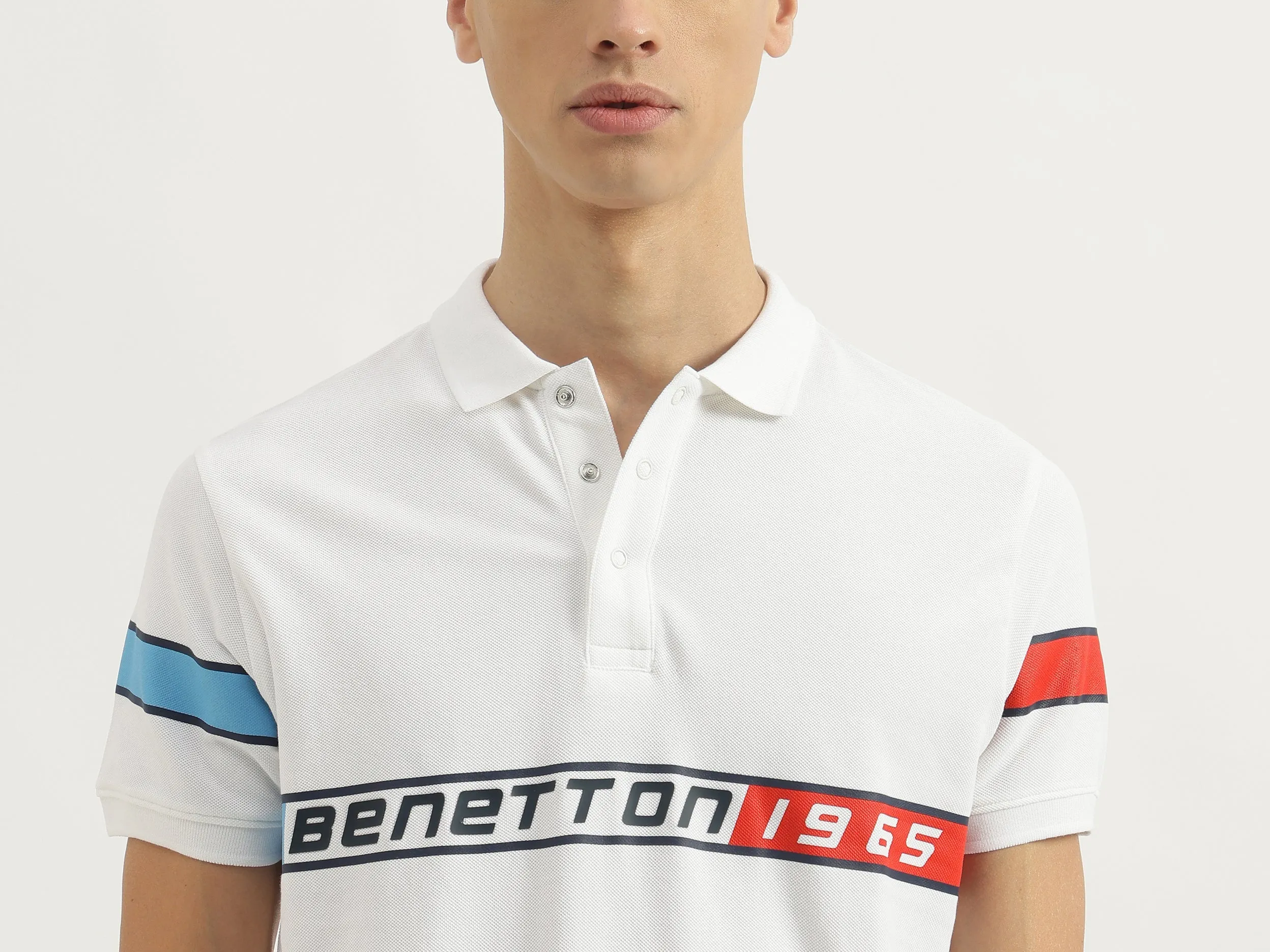 Regular Fit Polo Neck Typography Tshirt