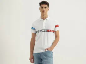Regular Fit Polo Neck Typography Tshirt