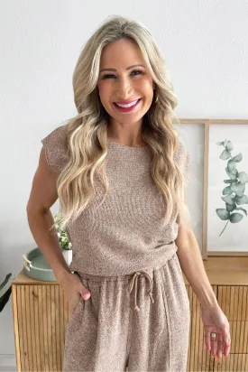 Ribbed Sleeveless Top with Elastic Hem