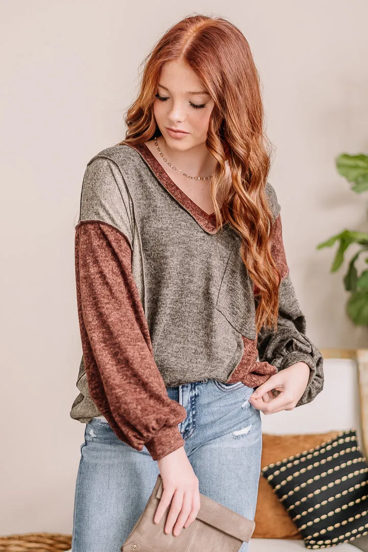 Rush On By Color Block Pocket Top