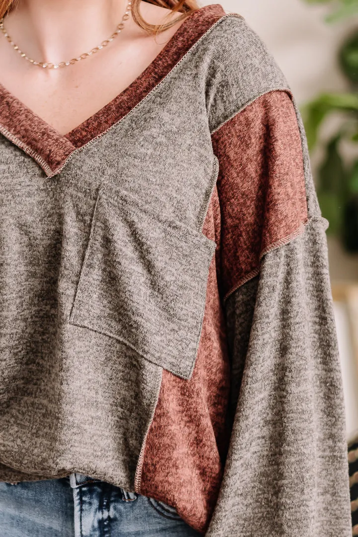 Rush On By Color Block Pocket Top