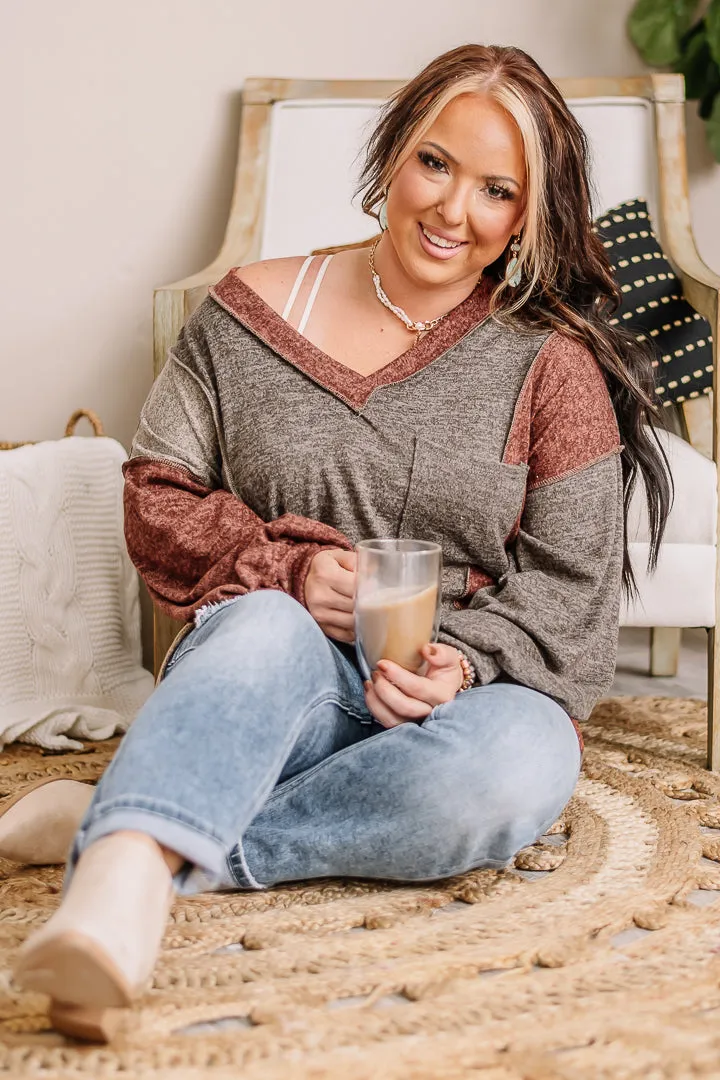 Rush On By Color Block Pocket Top