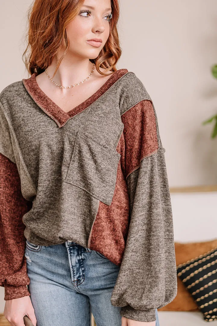 Rush On By Color Block Pocket Top