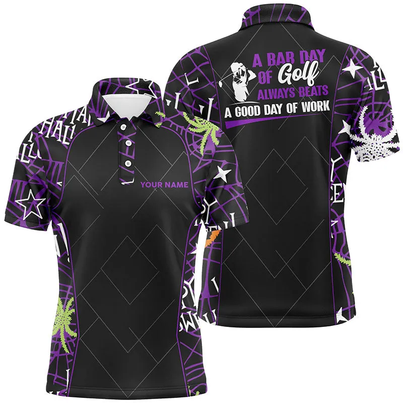 Seamless Halloween Pattern Mens Golf Polo Shirt, Best Halloween Golf Gifts Idea For Mens