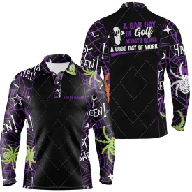 Seamless Halloween Pattern Mens Golf Polo Shirt, Best Halloween Golf Gifts Idea For Mens