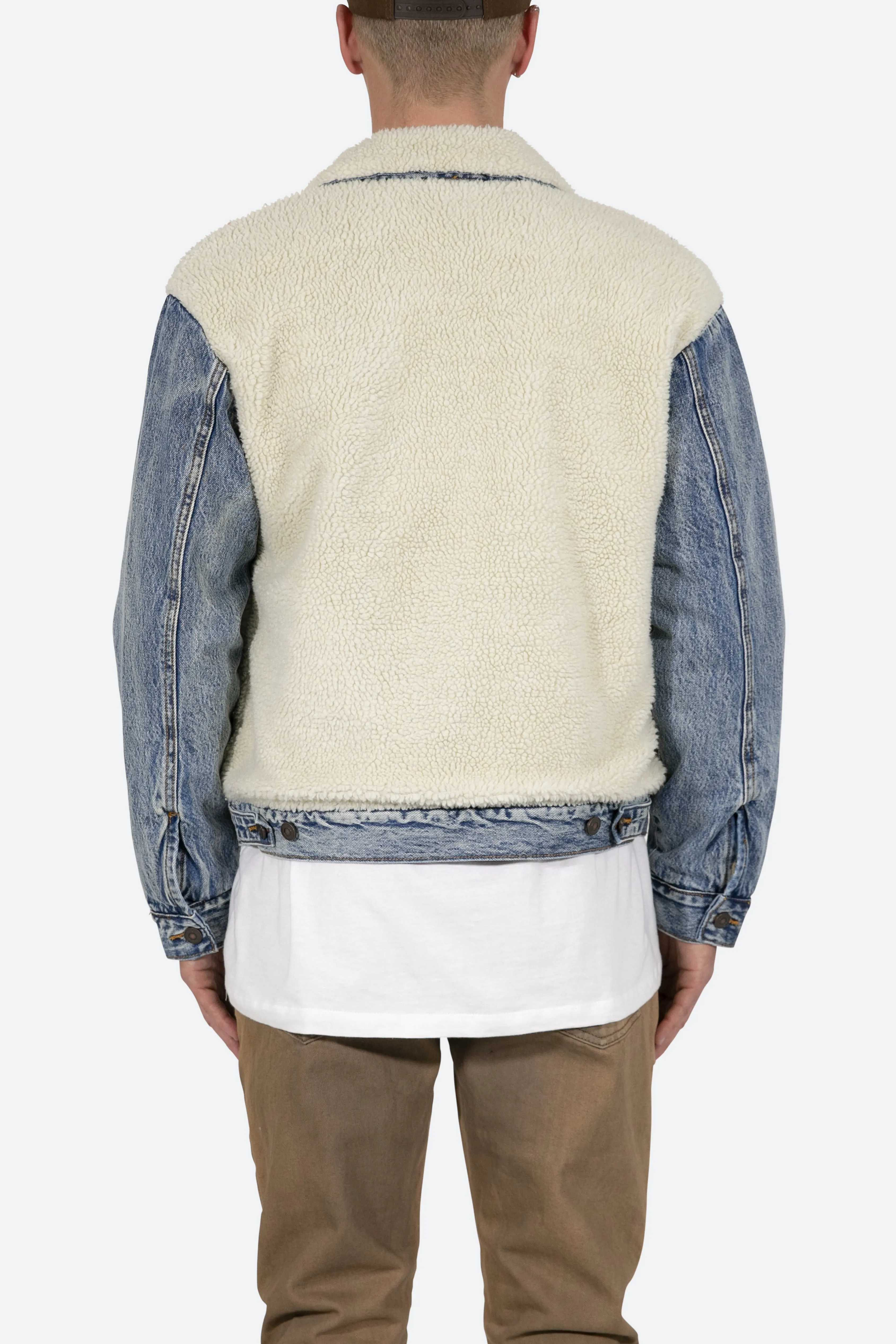 Sherpa Body Trucker Jacket - Blue/White