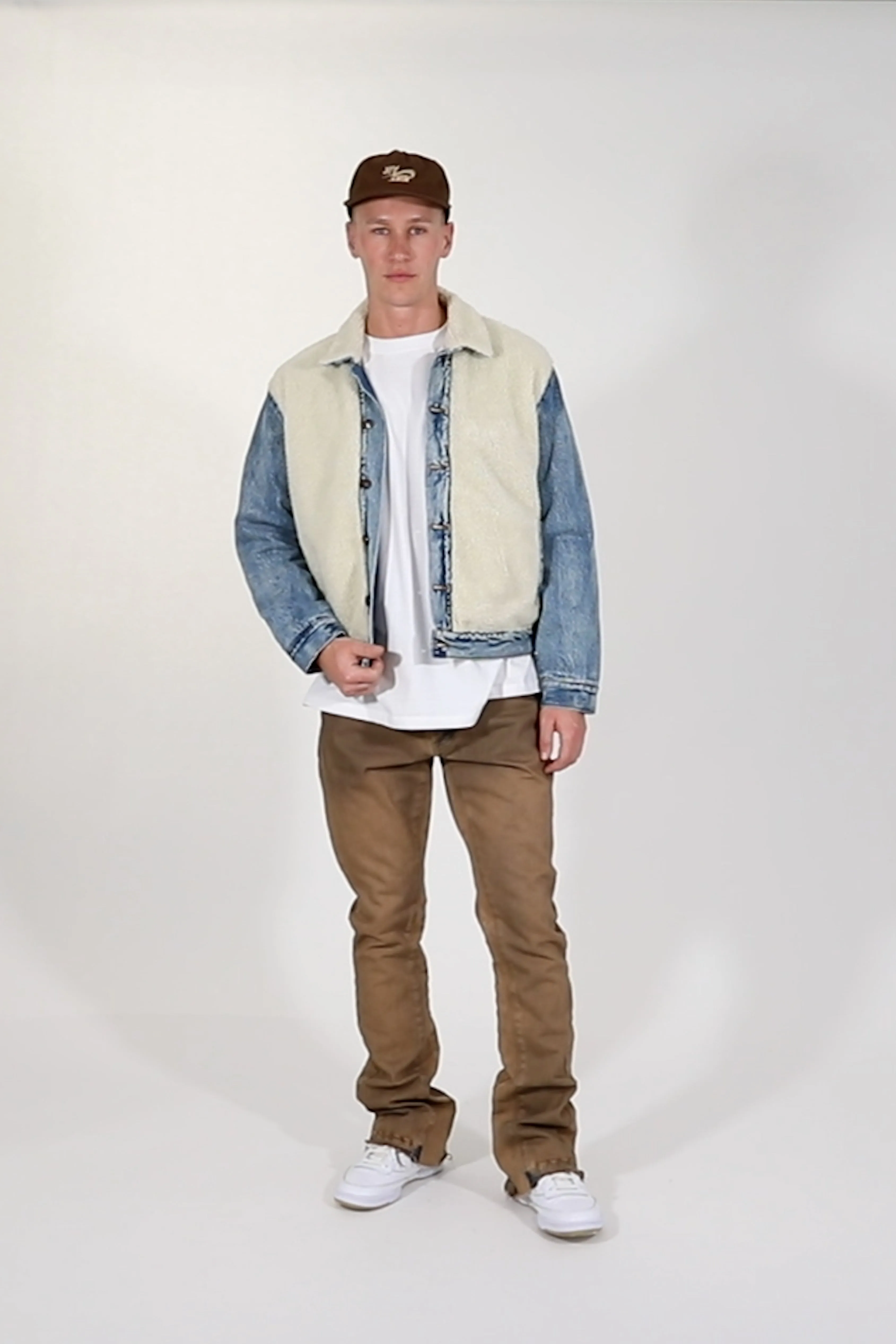Sherpa Body Trucker Jacket - Blue/White