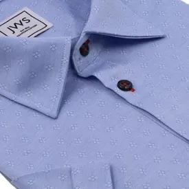 Sky Blue Diamond Pattern Jacquard fine Pique Polo Shirt