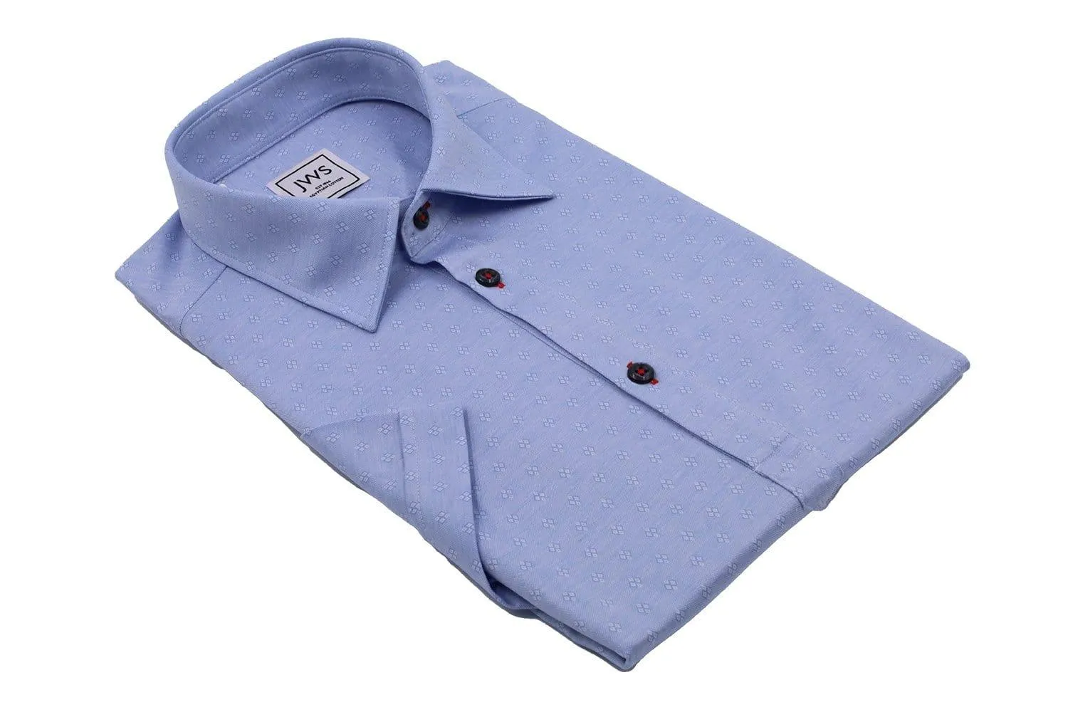 Sky Blue Diamond Pattern Jacquard fine Pique Polo Shirt