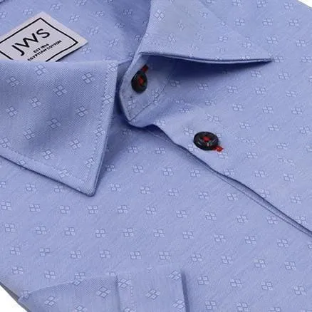 Sky Blue Diamond Pattern Jacquard fine Pique Polo Shirt