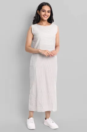 Sleeveless Striped Cotton Long Dress