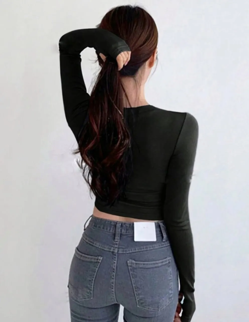 SLIM FIT CROP TOP LONG SLEEVES  T SHIRT