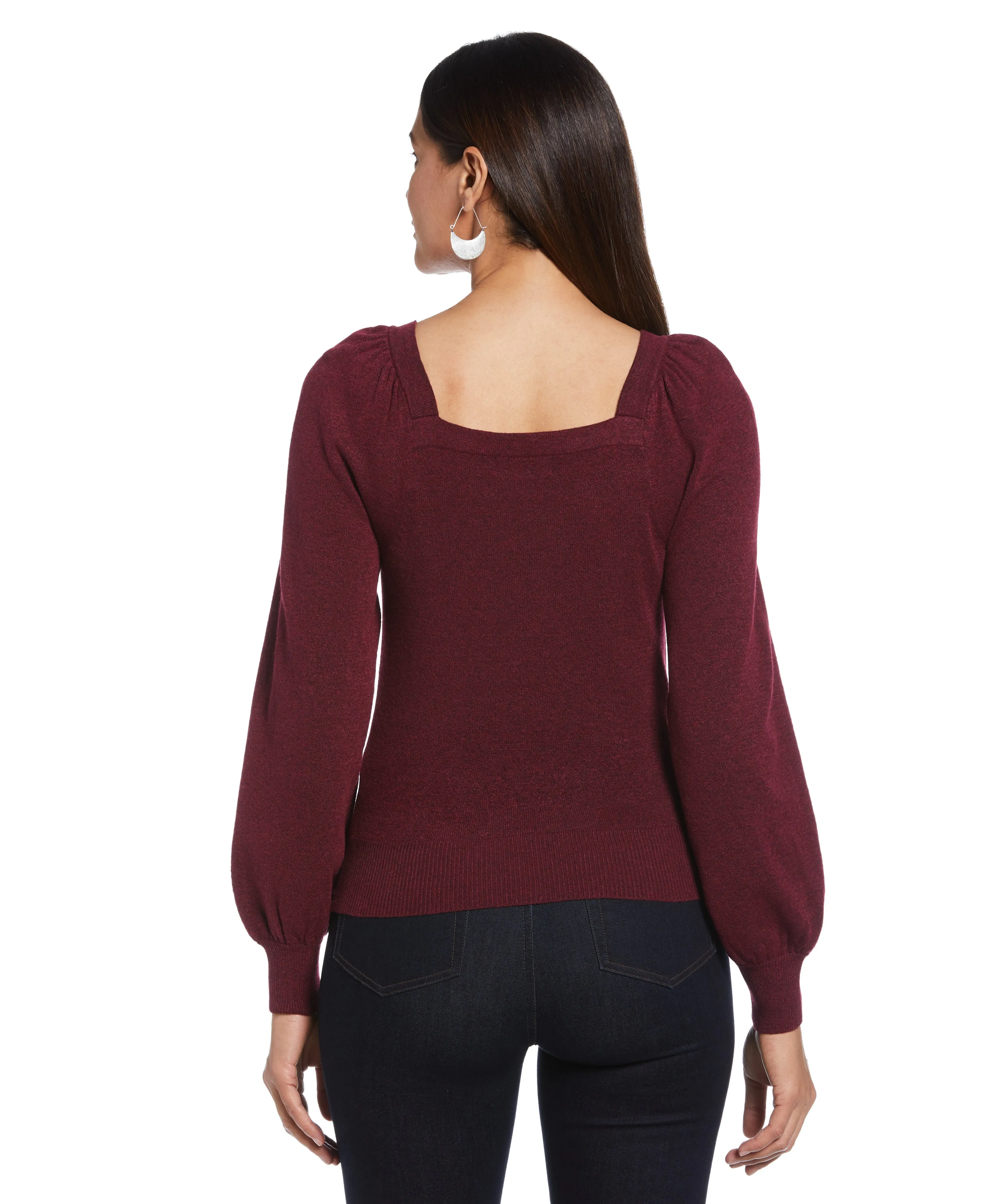 Square Neck Puff Sleeve Sweater