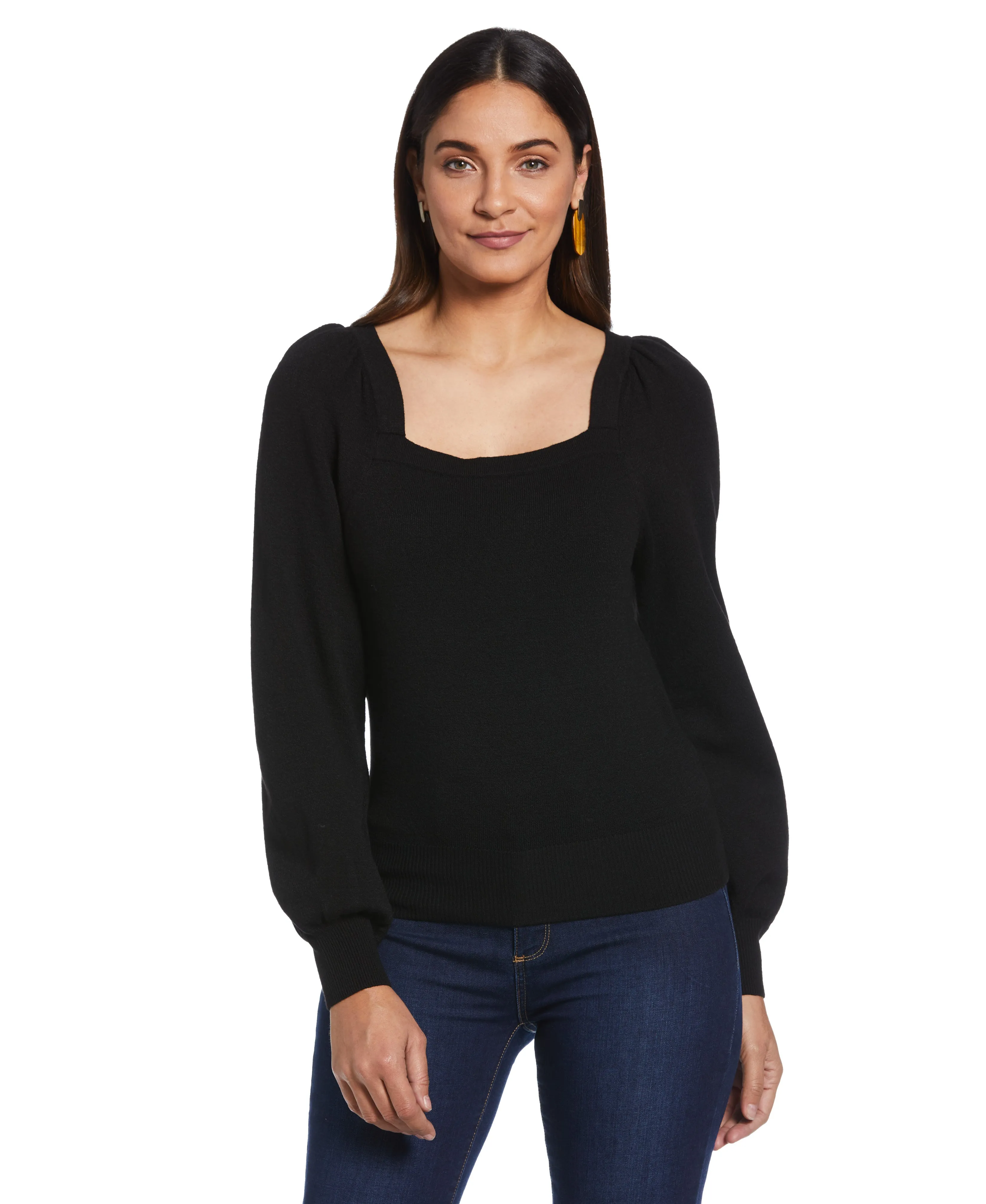 Square Neck Puff Sleeve Sweater