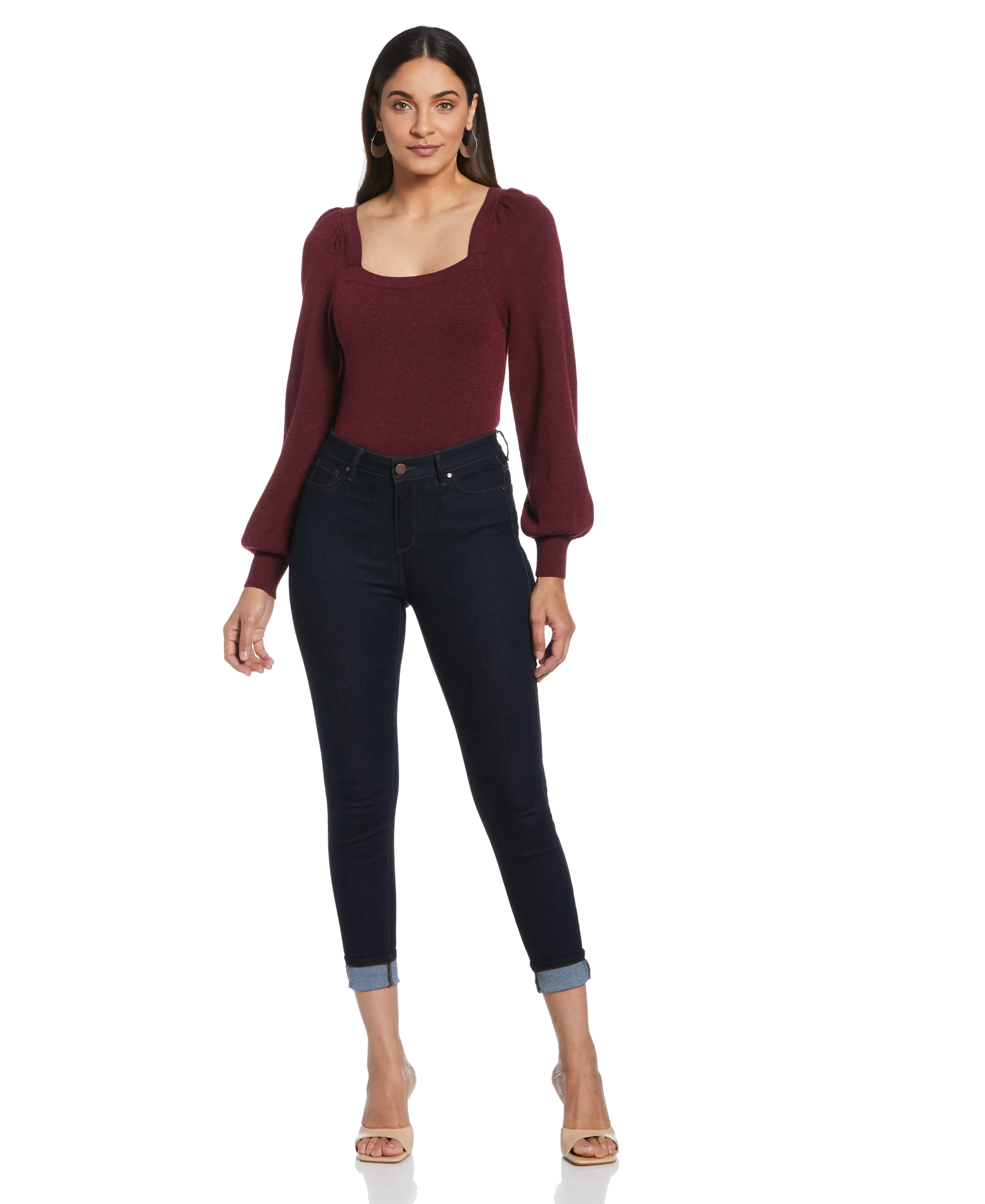 Square Neck Puff Sleeve Sweater