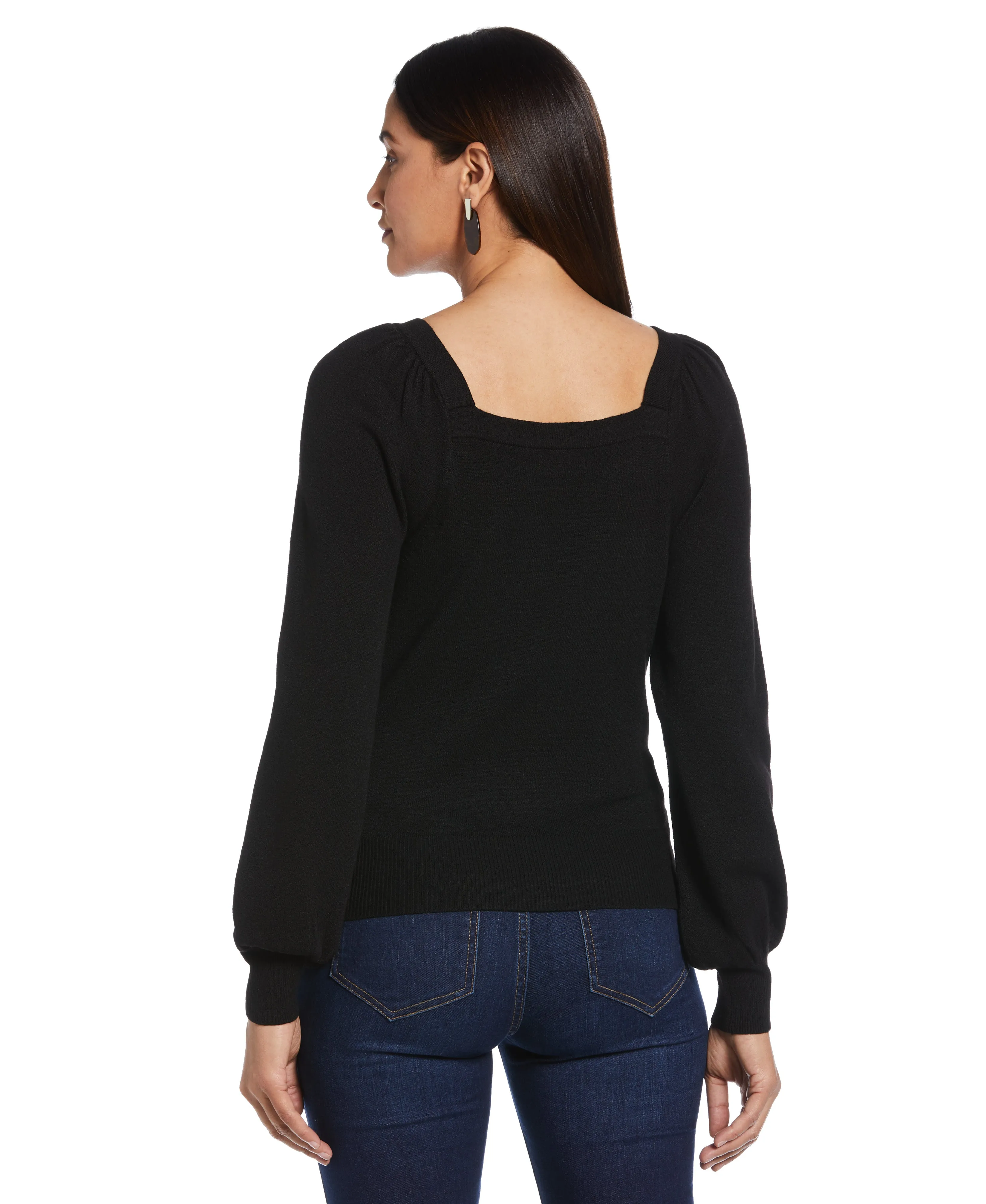 Square Neck Puff Sleeve Sweater