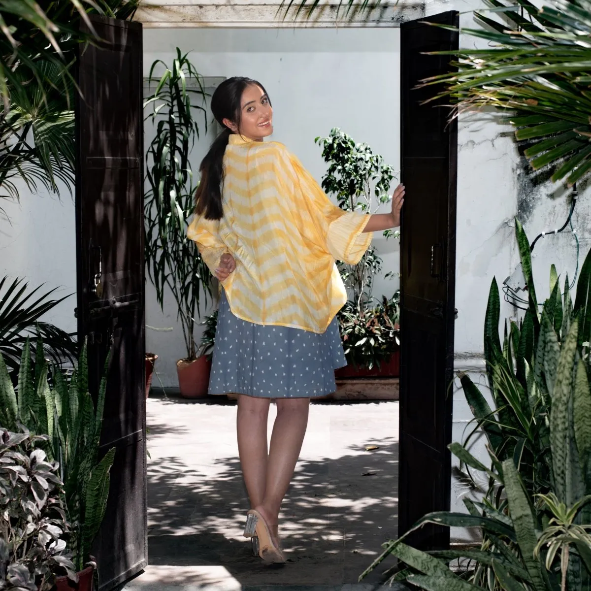Sun-kissed Handprinted Shibori Silk Overlay