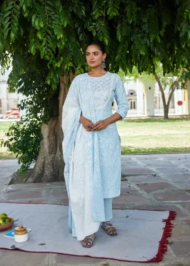 Suti women Cotton KHADI PRINTED 3 PCS KURTA SET