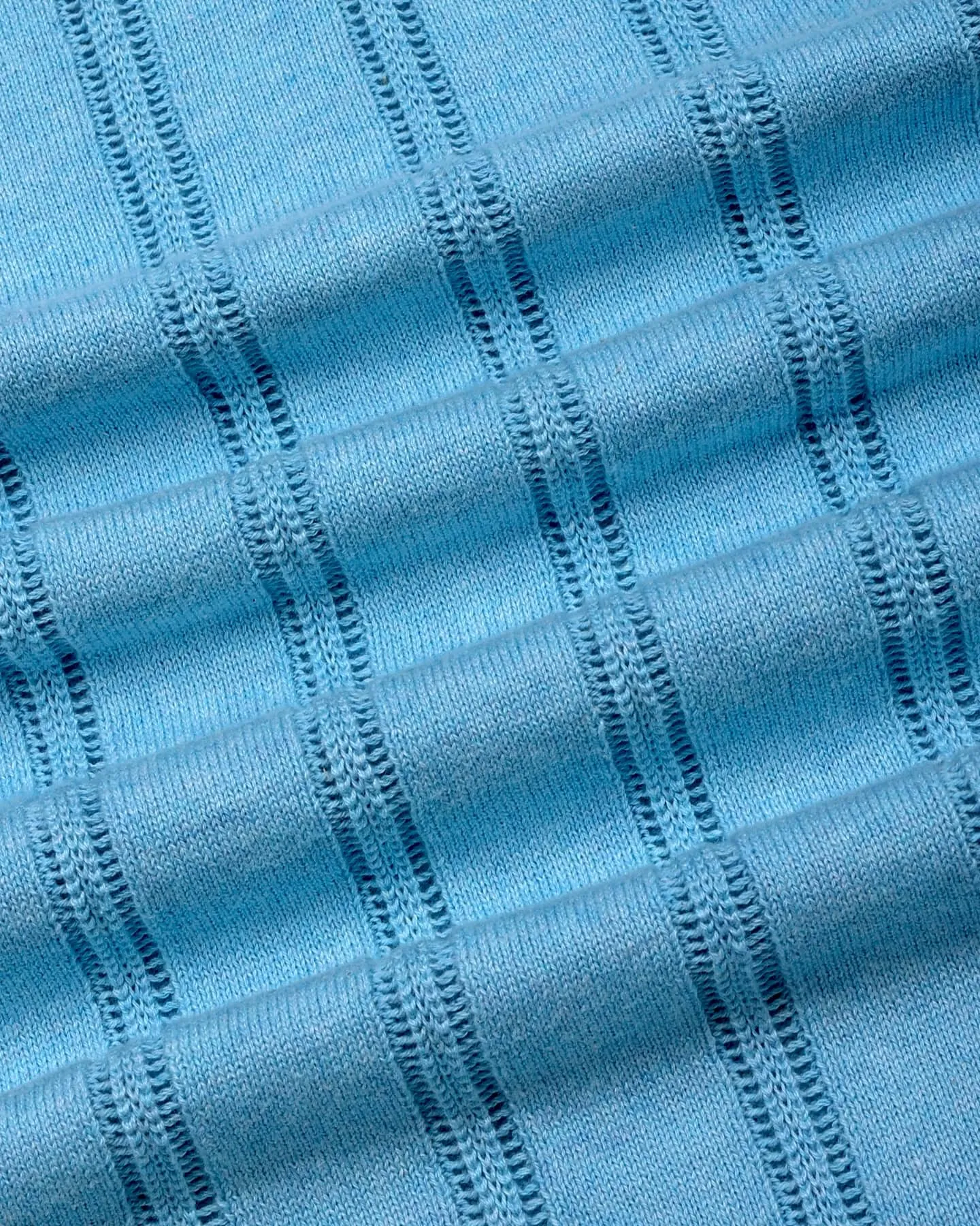 Syntax Water Blue Knitted Melange Cotton Polo T-Shirt
