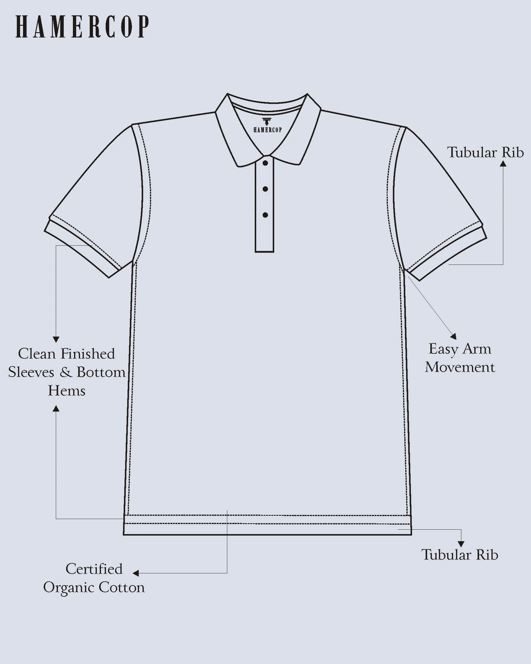 Syntax Water Blue Knitted Melange Cotton Polo T-Shirt
