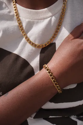 Thin 7MM Cuban Link Men Two Piece Set
