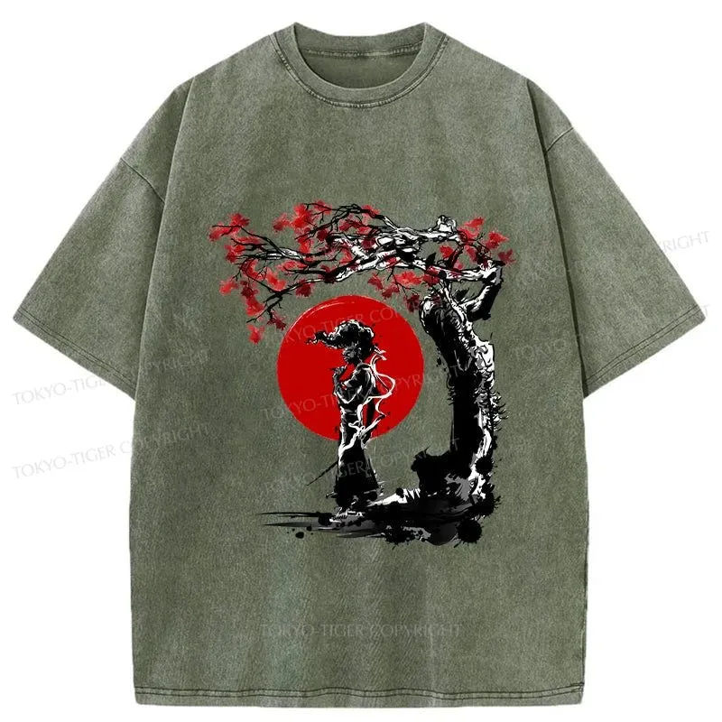Tokyo-Tiger Afro Under The Sun Washed T-Shirt