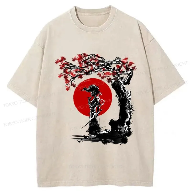 Tokyo-Tiger Afro Under The Sun Washed T-Shirt
