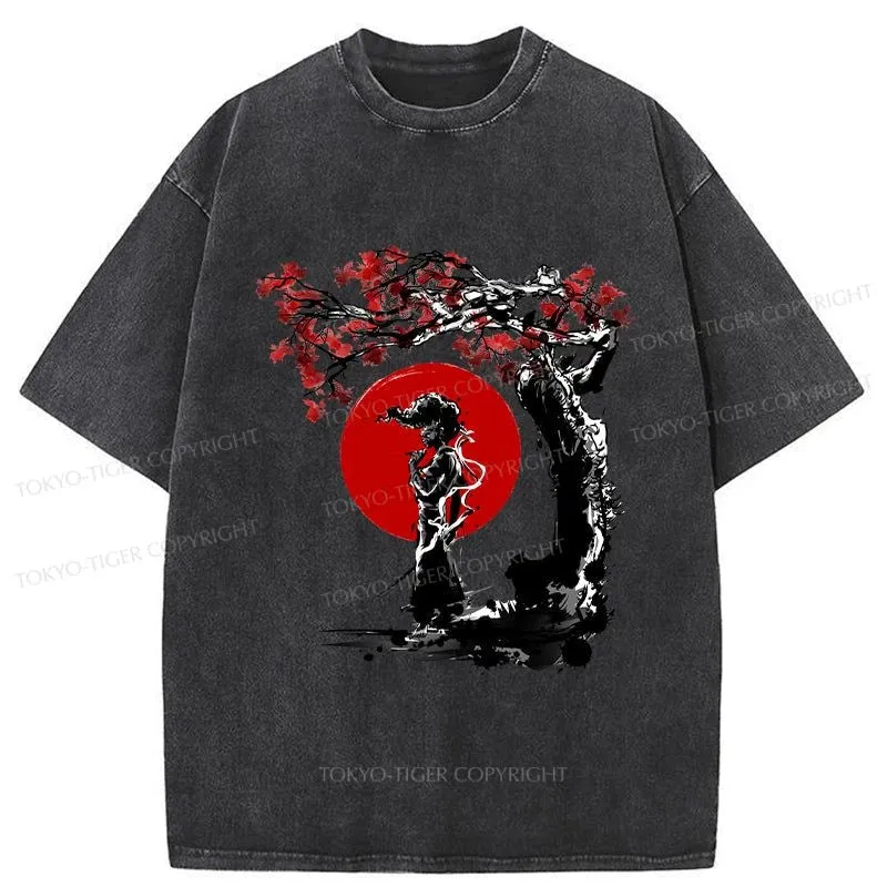 Tokyo-Tiger Afro Under The Sun Washed T-Shirt