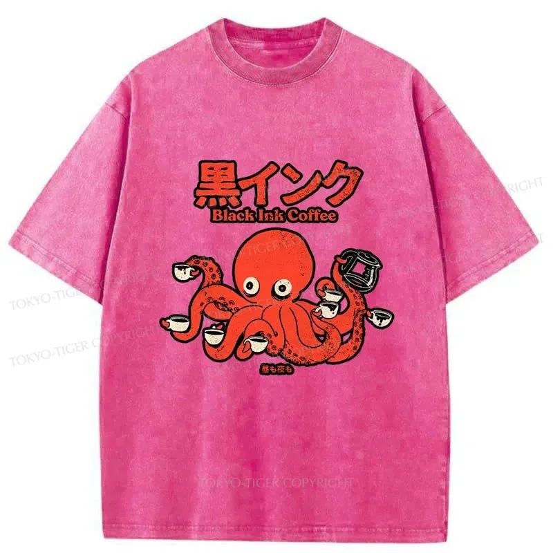 Tokyo-Tiger Black Ink Coffee Japanese Washed T-Shirt