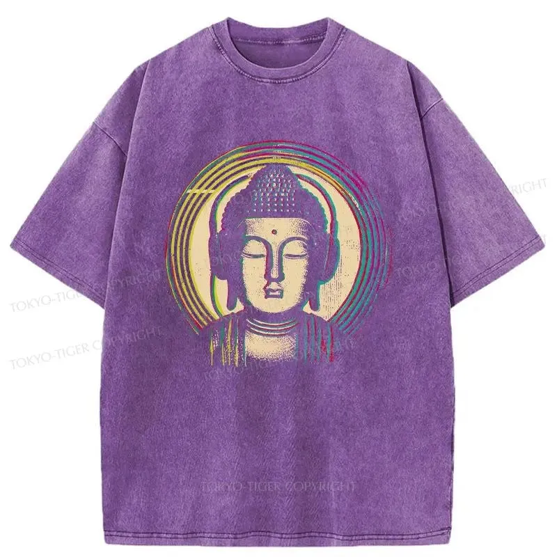 Tokyo-Tiger Buddha With Headphones Washed T-Shirt
