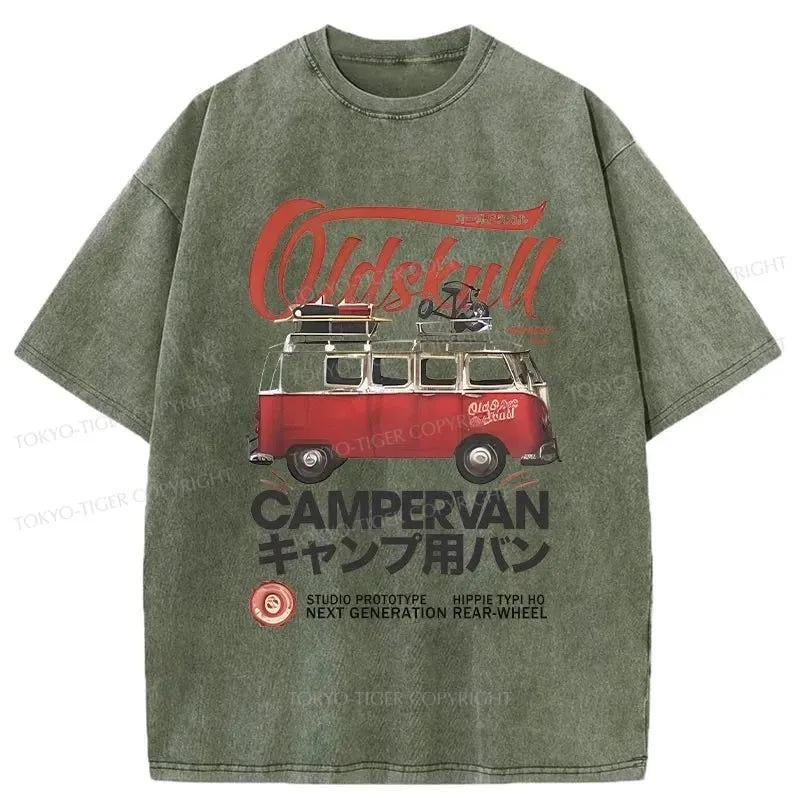 Tokyo-Tiger Campervan Vintage Washed T-Shirt