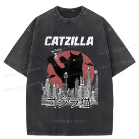 Tokyo-Tiger Catzilla Vintage Washed T-Shirt