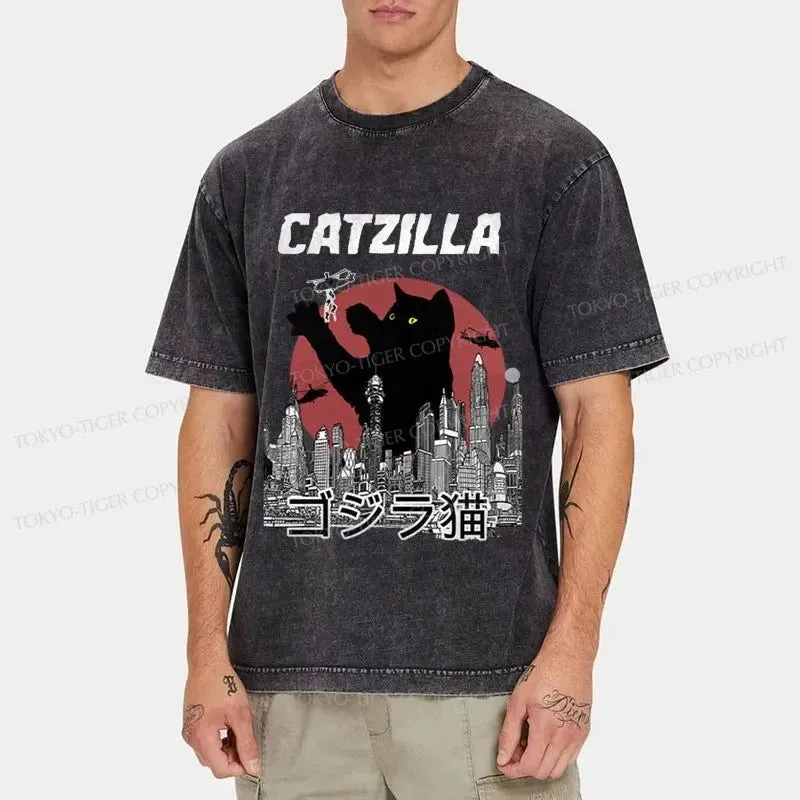Tokyo-Tiger Catzilla Vintage Washed T-Shirt