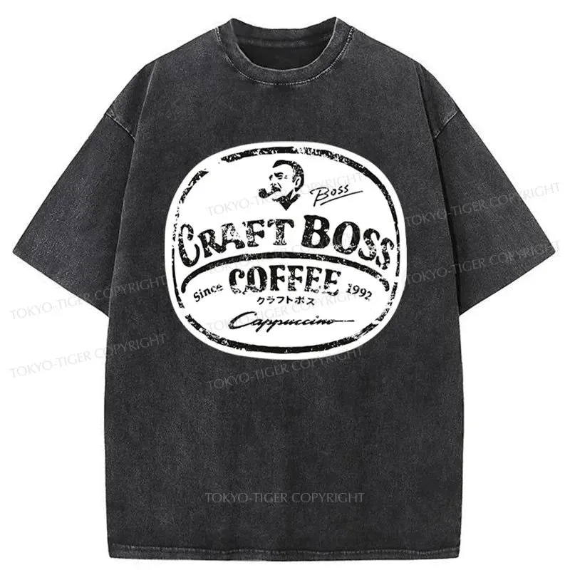 Tokyo-Tiger Coffee Japanese Craft Boss Washed T-Shirt