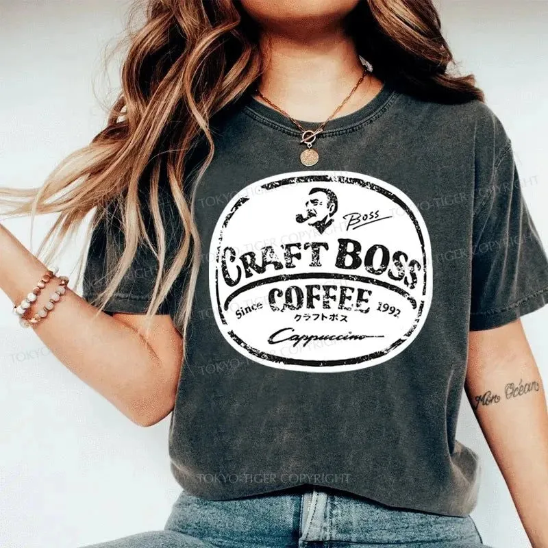 Tokyo-Tiger Coffee Japanese Craft Boss Washed T-Shirt