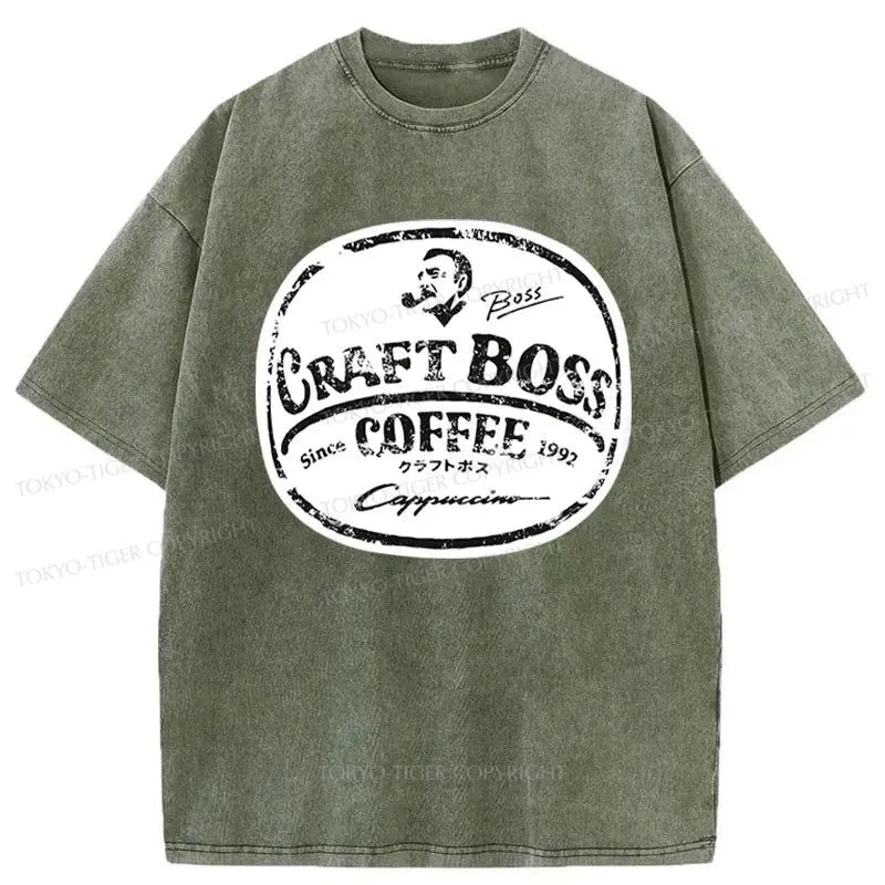 Tokyo-Tiger Coffee Japanese Craft Boss Washed T-Shirt
