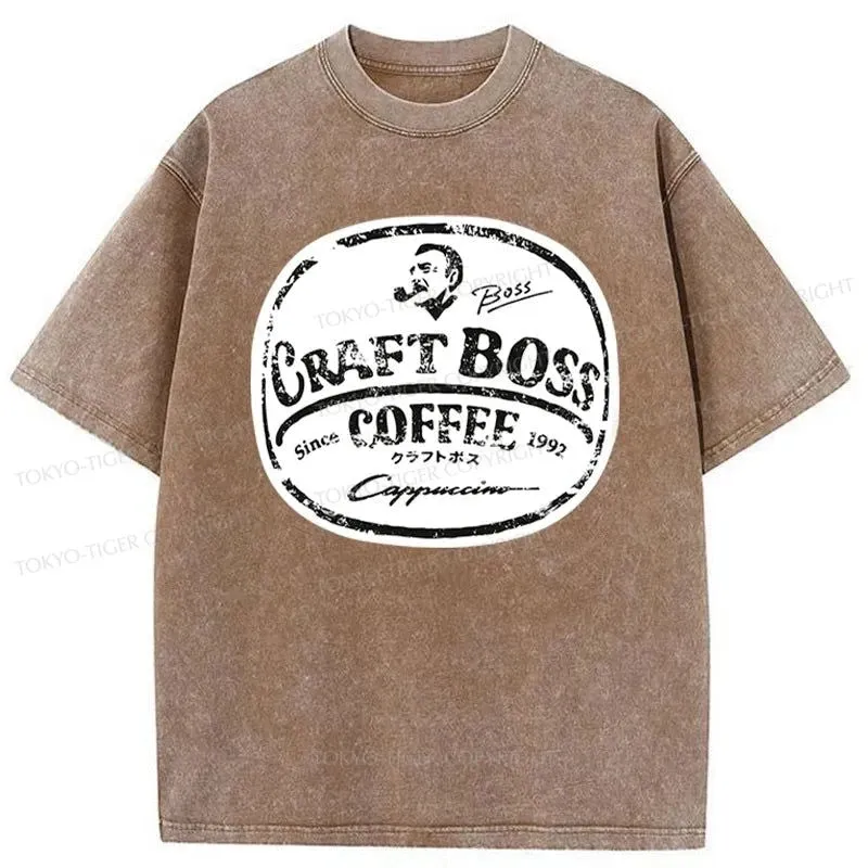 Tokyo-Tiger Coffee Japanese Craft Boss Washed T-Shirt
