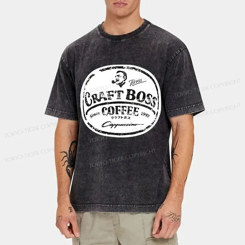 Tokyo-Tiger Coffee Japanese Craft Boss Washed T-Shirt