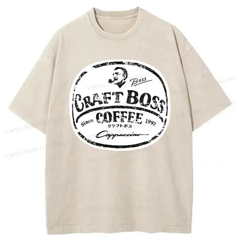 Tokyo-Tiger Coffee Japanese Craft Boss Washed T-Shirt