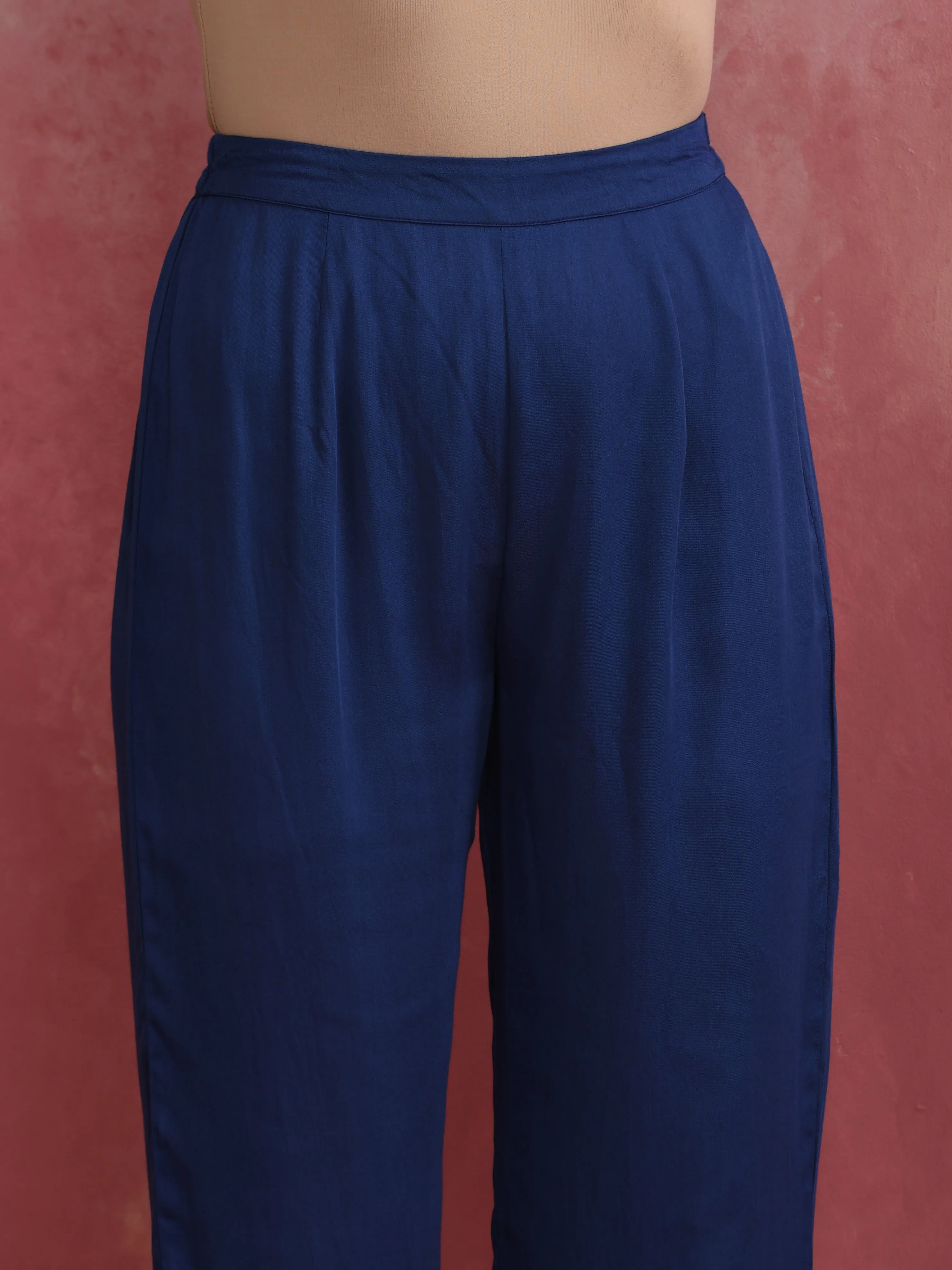 trueBrowns Blue Modal Front Slit Kurta set