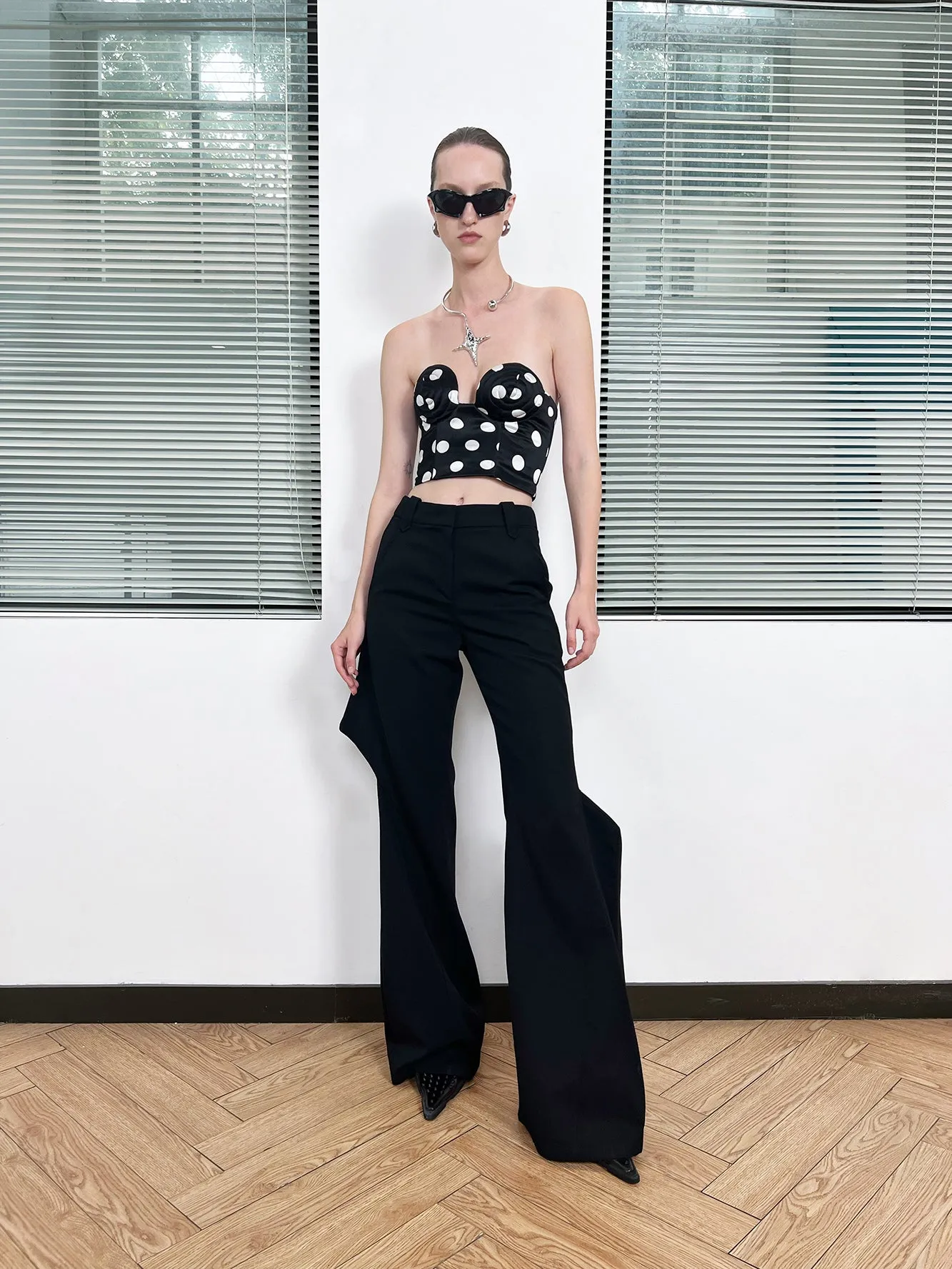 Twisted polka dot Whirlpool shaped bra top