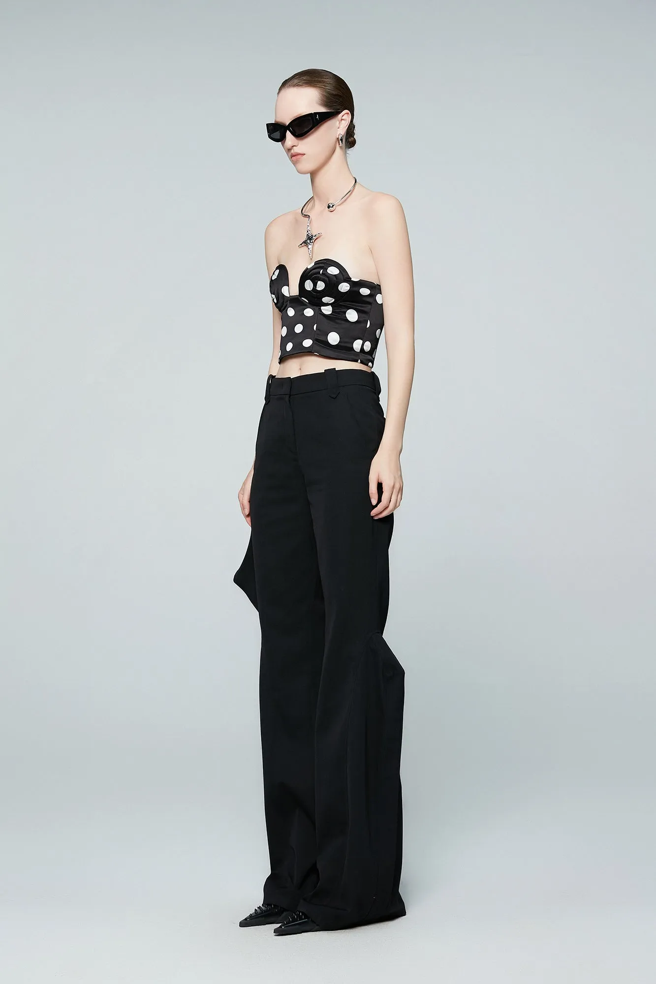 Twisted polka dot Whirlpool shaped bra top